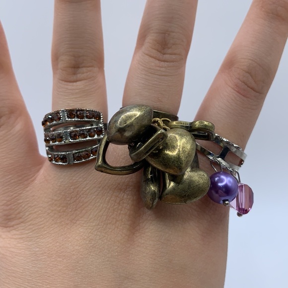 Assorted Ring Lot & Red Flower Earrings - Picture 6 of 12